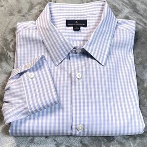 Brooks Brothers Mens XL Gingham Shirt Long Sleeve Cotton Blend White Blue